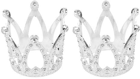 Amosfun 2 StüCk Mini Krone Tiara Kuchen Dekoration FüR Babyparty Und Prinzessinnen Feier Silber 4 6X4 6X3 5Cm