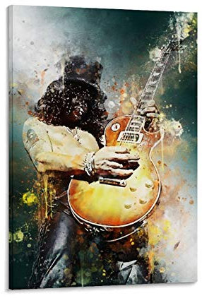 haocaitou Slash Vintage Gitarristen-Poster, dekoratives Gemälde, Leinwand, Wandkunst, Wohnzimmer, Poster, Schlafzimmer, Gemälde, 60 x 90 cm