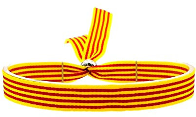 BDM Pulsera de hombre y mujer de tela con la bandera de Catalu?a y Arag?n. Ajustable a cualquier medida.