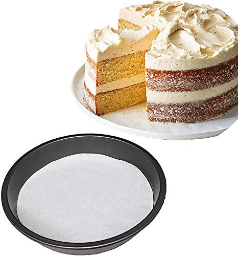 8 Greaseproof Parchment Paper Non Stick Liners for Round Cake Pans, 100, White (100 White)