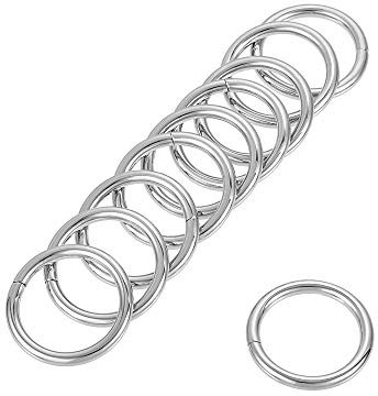sourcing map 10Stk. Metall O Ring 25mm(0.98) ID 3.8mm Dicke Eisenringe für Hardware DIY Zubehör Silber