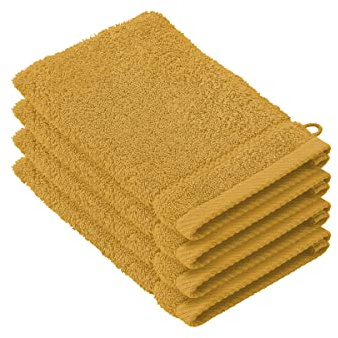 De Witte Lietaer Lot de 4 Gants de Toilette Stephanie 15 x 21 cm Golden Yellow