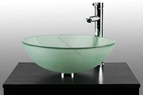 BELOFAY Blurr Glass Modern Design Bathroom Counter Top Wash Basin Sink, Glass Bowl Cloakroom Basin for Vanity Cabinet, Toilets and Bathrooms (42x14x42cm (WxHxL)