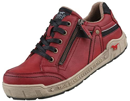 MUSTANG Damen Schnürschuh Halbschuh Reißverschluss Schnürung 1290-302, Größe:42 EU, Farbe:Rot