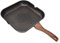HERCHR Cast Iron Grill Pans for Stove Tops, Non-Stick Grill Pan with Wooden Handles Pre-Seasoned Skillet Pan, Griddle Pan for for Grilling, Frying, Sauteing(24cm)