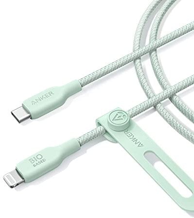 Anker USB-C to Lightning Cable, 6ft Bio-Nylon (Natural Green), MFi Certified, Fast Charging for iPhone 14 Plus/Pro/13/12/11/X/XS/XR