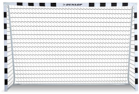 Dunlop Fußballtor - Fussballtor 300 x 200 x 90 cm - Fußball Tor - Fussballtore für Garten Kinder und Erwachsene - Fussball Trainingszubehör Innen und Außen - Metall - Schwarz/Weiß