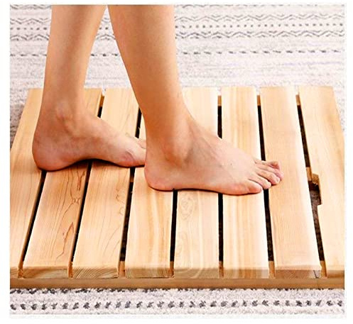 Tapis de douche en bois, sol en bambou et tapis de bain de douche antidérapant caillebotis caillebotis, accessoires de salle de bain en bambou personnalisables, 60x60cm/24x24in ( 50x60cm/20x24in)