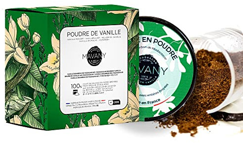 Vanille en poudre 100% naturelle issue de gousses de vanille entières fraiches broyées - Vanille Bourbon de Madagascar - Emballé dans un pot de 20g