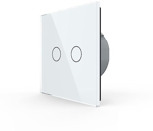 Livolo Touch Wand Serien Schalter Doppel Taster zweifach Lichtschalter UP Serienlichtschalter Trockenkontaktrelais für Haus-Automation mit Glasblende Relais 702IH (Livolo Smarter Serientaster Weiß)