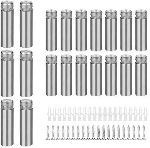 EFUTURETIME 20 x Tornillos Espaciadores de Acero Inoxidable, Clavo Publicitario 12 x 40mm, Separador Tornillos de Vidrio Publicidad, Glass Standoff Screws para Montaje de Publicidad, Carteles