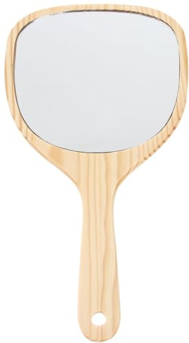 HOMSFOU Miroir à Main Vintage avec Cadre en Bois éLéGant, Miroir Portable pour Maquillage Et Toilettage, Dimensions 28,5 X 15 Cm
