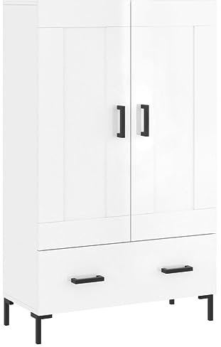 vidaXL Highboard, Sideboard mit viel Stauraum, Mehrzweckschrank Anrichte, Kommode Schrank für Wohnzimmer, Modern, Hochglanz Weiß Holzwerkstoff