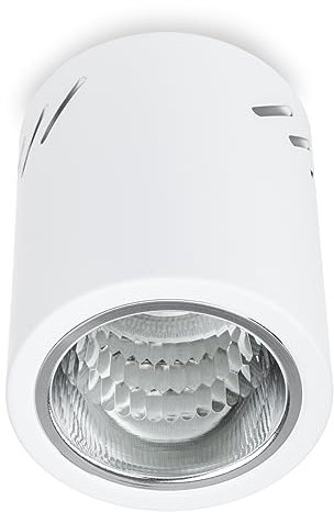 Lumiled Aufbauspot Aufbauleuchte Aufbaustrahler Deckenspot Deckenlampe Spot Aufputz festehend Downlight aus Aluminium rund in weiß E27 Fassung 230V Ø 98mm H: 115mm