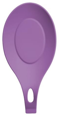 Soulnioi Silicone Spoon Rest Spoon Holder Kitchen Utensils Cooking Spoon Holder Kitchen Counter Rest for Spoons, Tongs, Spatula - Purple