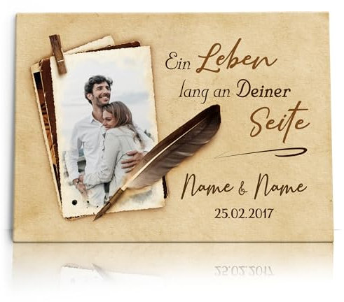 Liebesleinwand Personalisierte Geschenke mit Foto Ein Leben lang | Leinwandbild Geschenk für sie und ihn zum Geburtstag, Hochzeitstag, Jahrestag gestalten