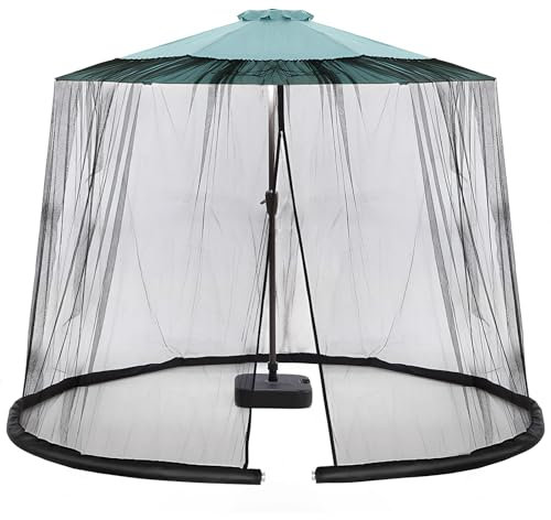 lalago Mosquitera para sombrilla de terraza, 335 x 240 cm Mosquitera para sombrilla de terraza con Cremallera para protección contra Insectos (Negro)