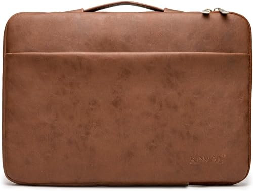 Kinmac 360° Full Cushioned Protective Water Resistant Laptop Sleeve Case Bag with Handle for iPad Pro 11 inch,MacBook Pro 13 inch,MacBook Air 13 inch and 12 inch-13.3 inch Laptop (Coffee PU)
