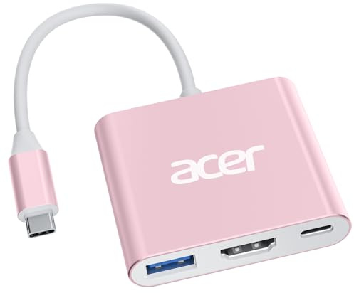 acer Adattatore USB C HDMI 4K con PD 100W, Adattatore Multiporta USB C HDMI, USB 3.0 5Gbps Compatibile per MacBook Pro, iPad Pro Air, iPhone 16 Plus Pro Max, S24 ecc.