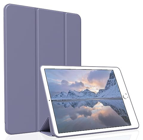Figair Hülle für iPad Mini 1/2/3, Weicher TPU Rückseite Ultradünn Leicht Smart Schutzhülle, Auto Schlafen/Wecken Hülle für iPad Mini 1./2./3. Generation, Grau Violett