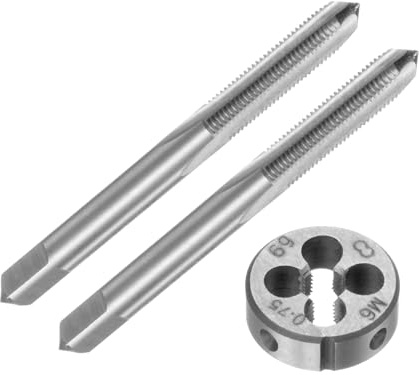 QUARKZMAN Maschinengewindebohrer Set M6x0.75, 2stk. Gewindebohrer / 1stk. Schneideisen, Gewindeschneider und Schneideisen Set