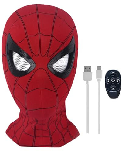 Next Level Cosplay Prop Replica Spider Interactive Mask with Remote Control | Movable Light-Up Adjustable Eyes | Cosplay Prop Replica | Ideal for Halloween and Marvel Fans
