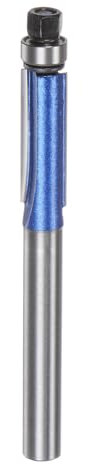 QUARKZMAN Fraise à Affleurer avec Tige de 6 mm, Diamètre de 1/4, Profondeur de Coupe de 0,8, Roulement Supérieur, Coupe Droite, Fraise à Affleurer en Carbure, Menuiserie, Argent Bleu