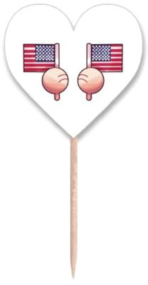 Cupcake-Picker mit USA-Flagge, Nordamerika-Flaggen, Herz-Label