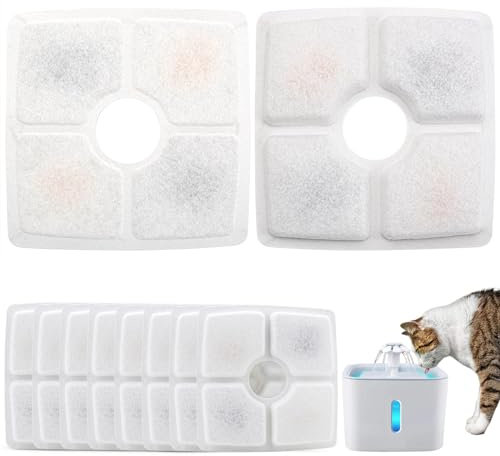 8 Pcs Cat Water Fountain Filters Replacement Cat Water Filter Square Pet Fountain Filters Cat Fountain Filter Sponge with Resin Active Carbon for Cat Pet Dog Water Drinking Fountain(12.5 * 12.5cm)