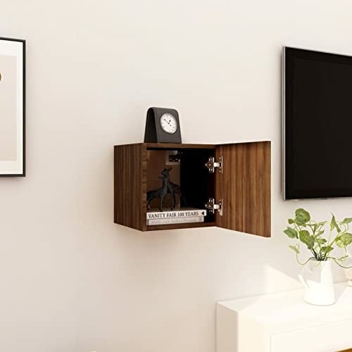 ShGaxin Meuble TV mural, meuble de salon, petit meuble, table d'appoint, table de télévision, chêne marron 30,5 x 30 x 30 cm