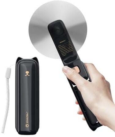 LETSCOL Handheld Mini Fan, 3 in 1 Hand Held Cooling Device, Portable and Personal with Power Bank & Flashlight, Foldable for Travel, Desk, Makeup (Black)