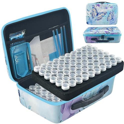 LIRUNQIU Diamond Painting Zubehör Boxen, 120 Stück Diamant Painting Aufbewahrungsbox Kits Werkzeug Set mit Stickers Tablett Stift