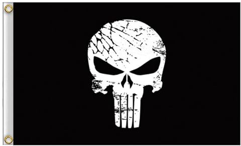 Fahne SKULL/Punisher, Flagge mit Metallösen Sicherung, Dekorationen Geschenke für Hausgarten Restaurant(Black 1)
