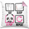 Trendation Eat Sleep K-Pop Kissen mit Füllung 40x40 Geschenk Koreanische Musik Kpop Geschenkidee Spruch (Rosa)