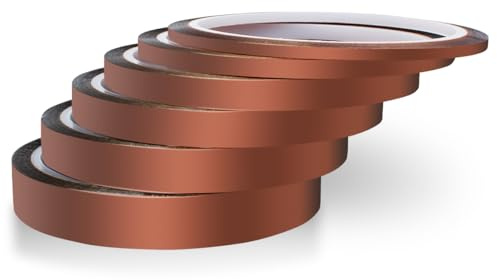 Innfeeltech 6 Rollen hochtemperaturbeständiges Klebeband, Breite 3mm 5mm 8mm 10mm 12mm 15mm Länge 33M Polyimid Film Klebeband zum Abdecken und Löten