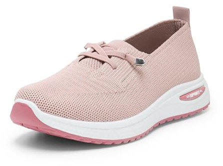 Alexis Leroy Baskets Mode Femme Chaussures Baskets en Maille pour Femme sans Lacets - Chaussures de Fitness Slip on Respirante Sneakers Rose Pâle 41 EU