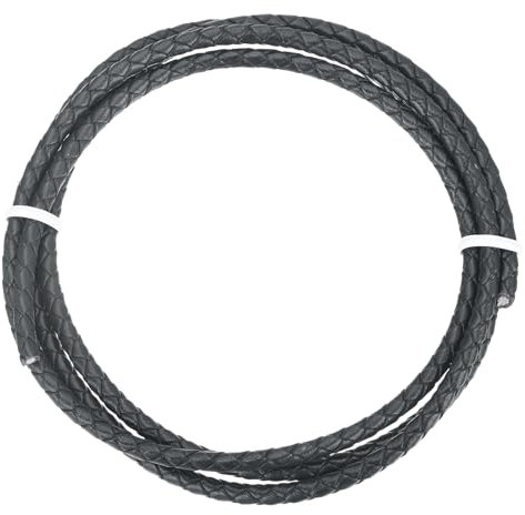 Rebower Round Braided Leather Cord 4mm Bolo Leather Cord String Rope for Jewelry Making, Necklaces, Bracelets, Wraps, Crafts, 1m/3.3ft, Dark Gray