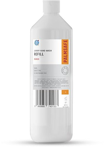 Palm Safe Mango 1 Litre Hand Wash Soothing Hand Cleanser Hydrates Sensitive or Irritated Skin Bottle with Natural Bioactives to Nourish and Moisturise Vegan-friendly