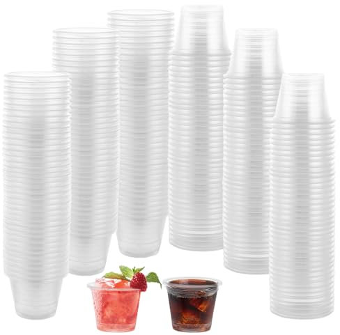 WOPPLXY 500 Pièces Shooter Plastique de Transparent, 40ml/4cl Verrine Plastique Aperitif, Verres à Shot Réutilisable en PP pour les Fêtes, les Mariages, la Boutique, les Réunions, les Fêtes de Noël