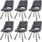 LEWE Esszimmerstühle drehbar 6er Set, Automatisch zurückkehrender Sitz, 180° Drehstuhl, Ergonomischer Polsterstuhl, armlos, Esszimmer Wohnzimmer Schlafzimmer, Kaschmir-Stoff - Dunkelgrau