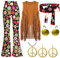 Generisch 80 90 Jahre Outfit Damen,Stirnband Ohrring Halskette Brille Tutu, Gürteltasche, 80er Kostüme Accessoires Netztop Roter Tüllrock Damen Mit Led