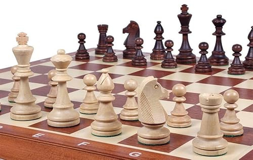 Abio Schachspiel Turnier 6 53x53cm Holz Schachbrett Hochwertig Klappbare Brettspiele Schach Spiel Reisespiele Set Spiele für Erwachsene Chess Board Turnier 6 96
