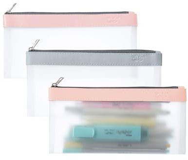 Mr. Pen- Clear Pencil Pouch, 3 Pack, Colorful, Pencil Bags, Clear Makeup Pouch