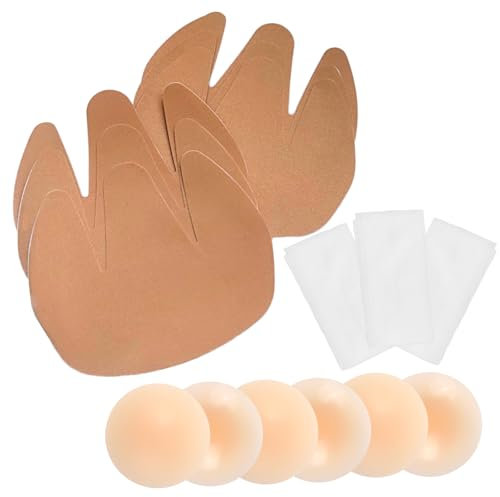 CUKIN 3 Paar Brust tape Push-Up für Große Brüste - Unsichtbarer Bust Support & Trägerloser BH Ersatz mit Silikon-Nippelpads | Boob Tape, BH Tape, Boobytape für Brustlift,A-B CUP