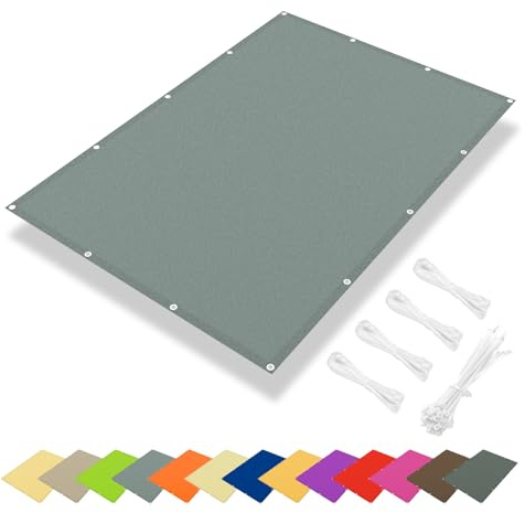 IOAOI Wasserdichtes Sonnensegel, 2 x 2 m, 95 % UV-Block, rechteckig, Sonnensegel, Gartenüberdachung mit Gratis Seil, quadratisches Sonnensegel für Außenbereich, Terrasse, Balkon, Pergola, Hellgrau