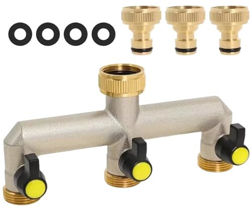 RoseFlower Distributeur 3 Voies, 3/4 et 1/2 Raccord de Tuyau D'arrosage, Étanche Adaptateur Robinet Tuyau Arrosage Exterieur - Garden Hose Splitter pour l'irrigation du Jardin, Robinet Extérieur