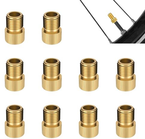10 Piezas Adaptador Válvula Presta Schrader de Latón, Conversor Válvula Bicicleta, Convertidor de Válvula de Neumático, Accesorio Universal para Convertir Válvula Presta a Schrader, para Bomba Aire