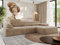 MKS MEBLE Ecksofa mit relaxfunktion elektrisch, Sofa L-Form - Rilasso - Beige Plüsch Rechts