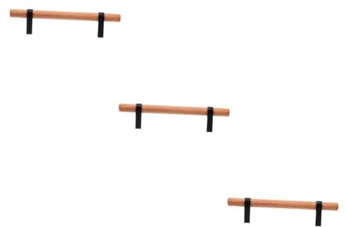 SHINEOFI 3 Pièces manche en bois moderne armoires lisse poignées de porte de grange boutons poignée en bois simple poignée de tiroir en bois tiroirs en bois poignées de tiroir Métal