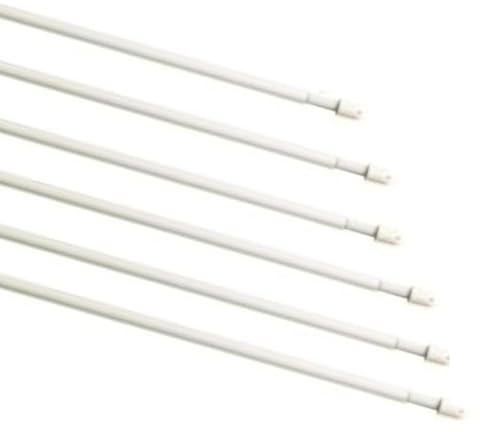 Extendable Telescopic Curtain Rod White Round Net Voile Curtain Rail Pole No-Drill Window Rod (180-305cm)